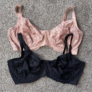 HSIA 2 Minimizer Lace Underwire Bras - 38DDD - Beige & Black